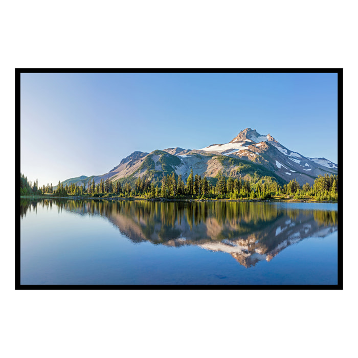 Affiche encadrée lac de montagne et reflet Affiche + cadre en métal - Noir