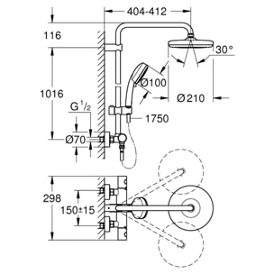 GROHE Tempesta Cosmopolitan System 210 Colonne de douche thermostatique