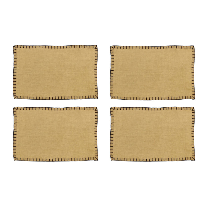 Lot de 4 sets de table en lin beige TIVOLI