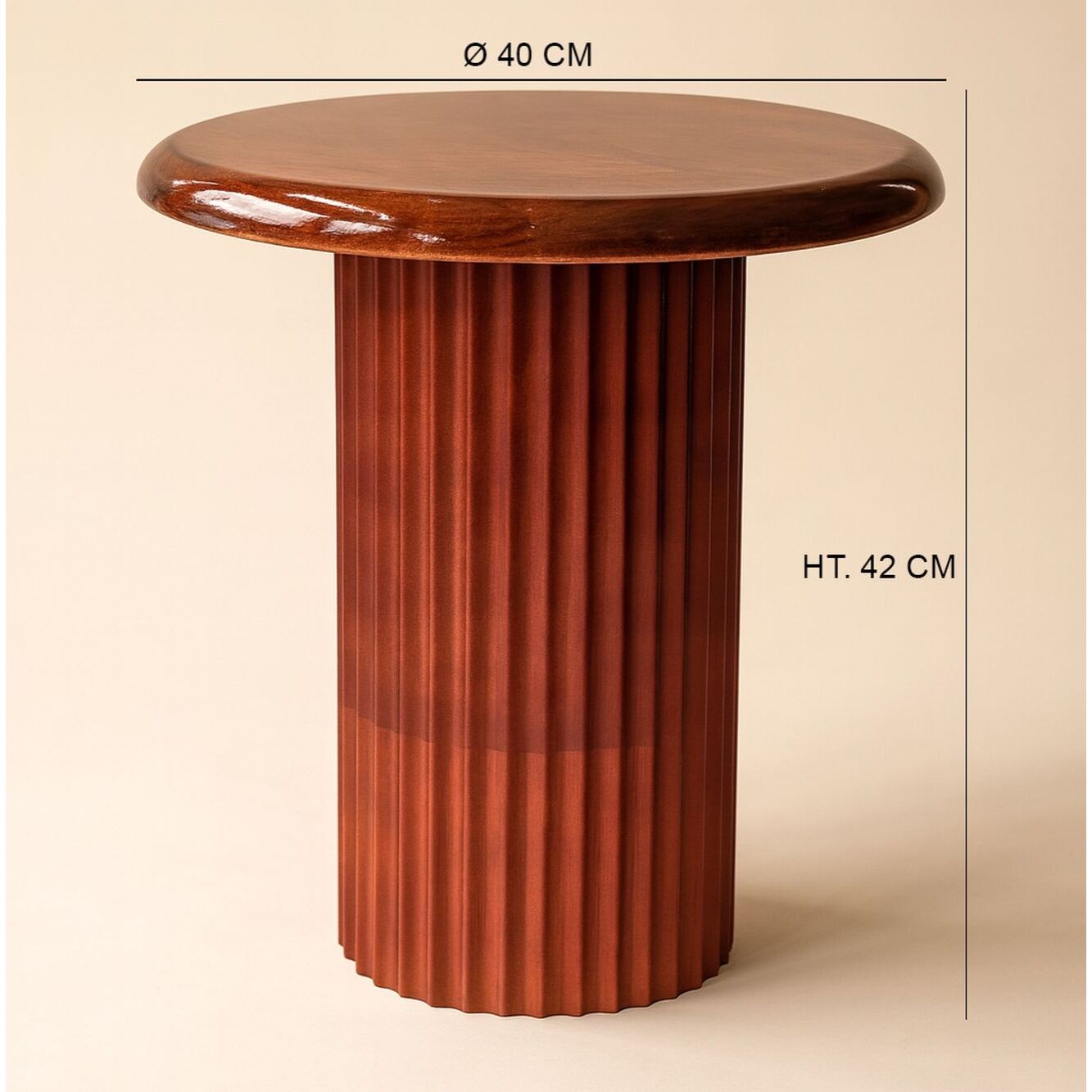 Meuble d'appoint strié en bois de manguier émaillé  ALTA