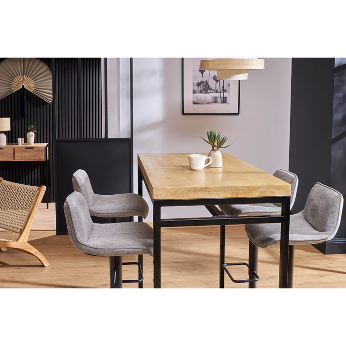Table haute industrielle en bois manguier massif et métal noir L115 cm YPSTER