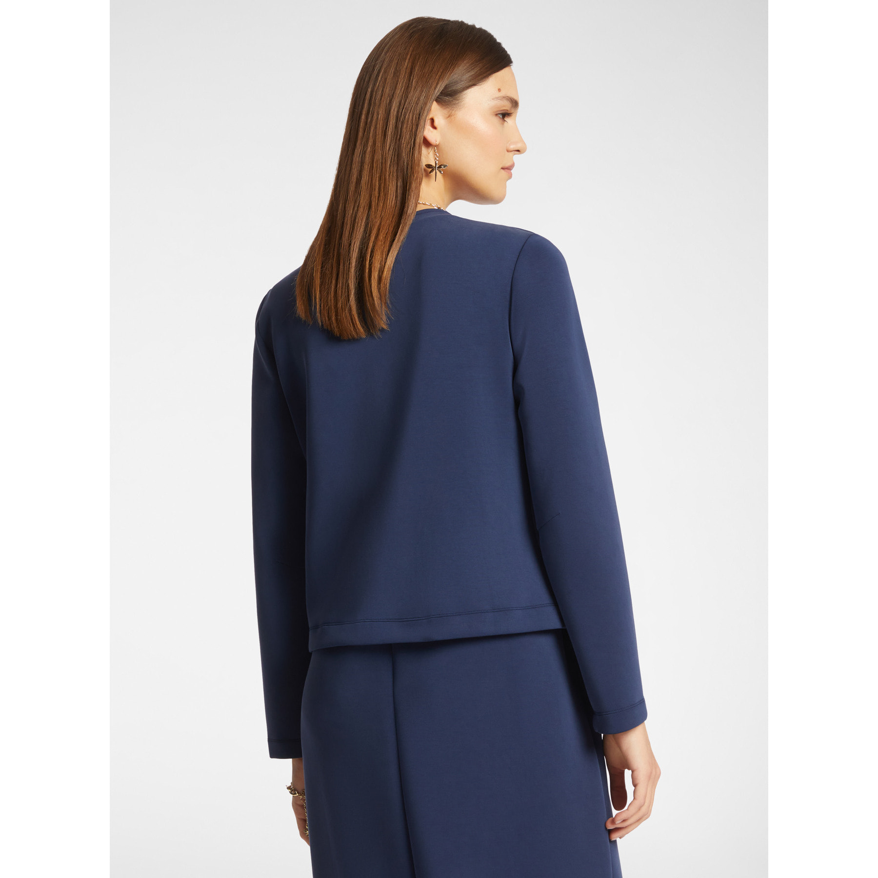 Elena Mirò - Chaqueta de cuello redondo en scuba - Azul