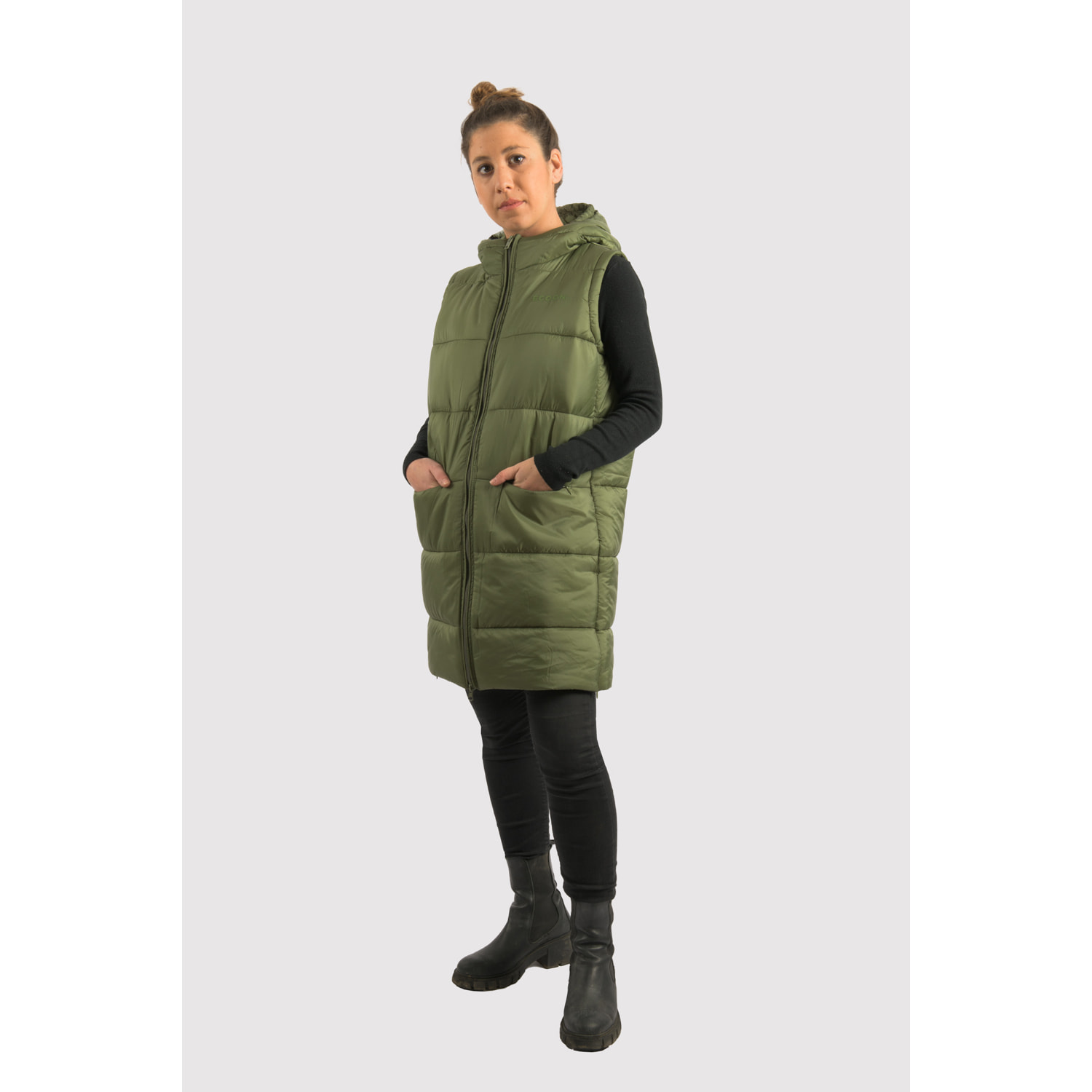 Chaleco para mujer ECOON Barcelona Long Vest - verde oscuro