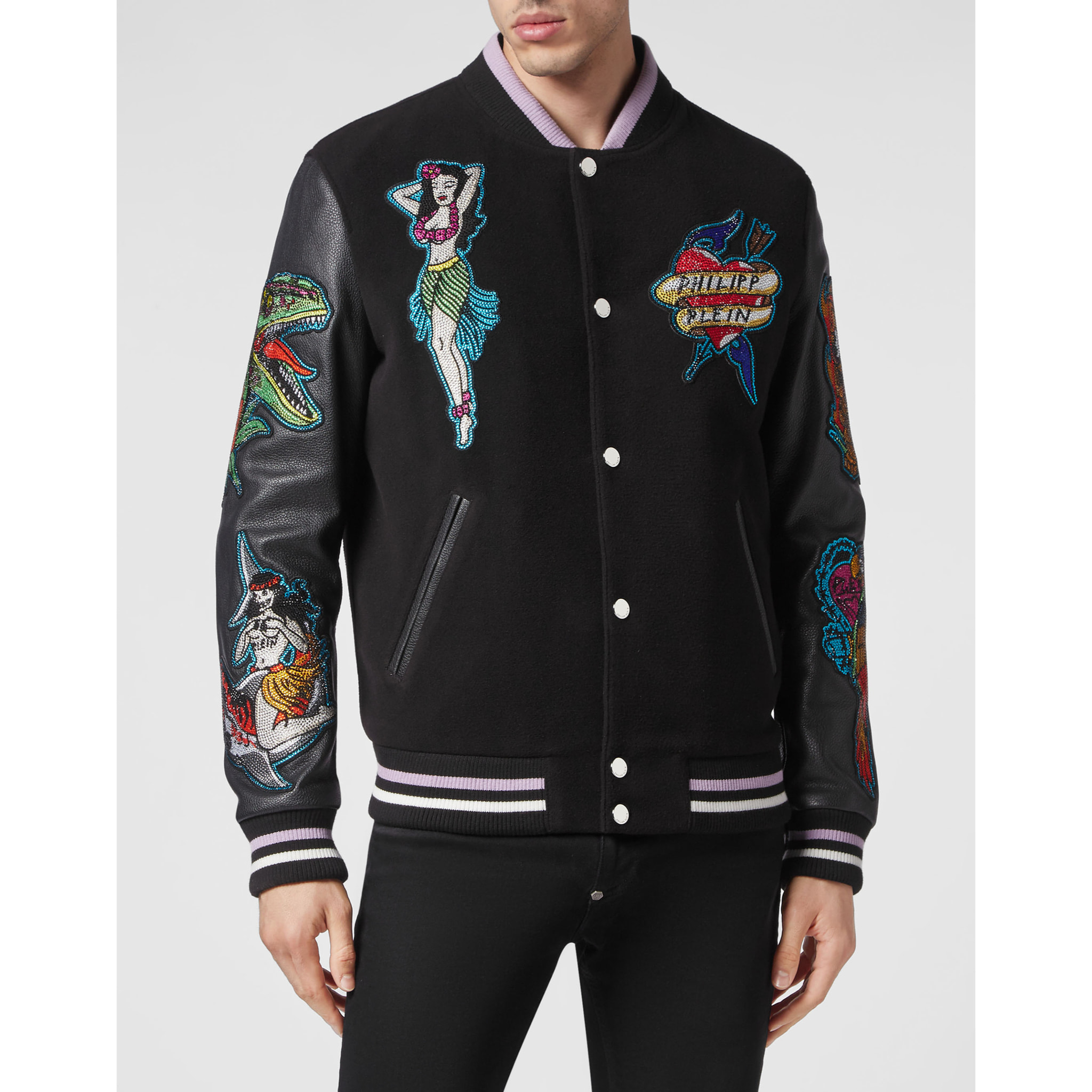 PHILIPP PLEIN Bomber de cuero HAWAII