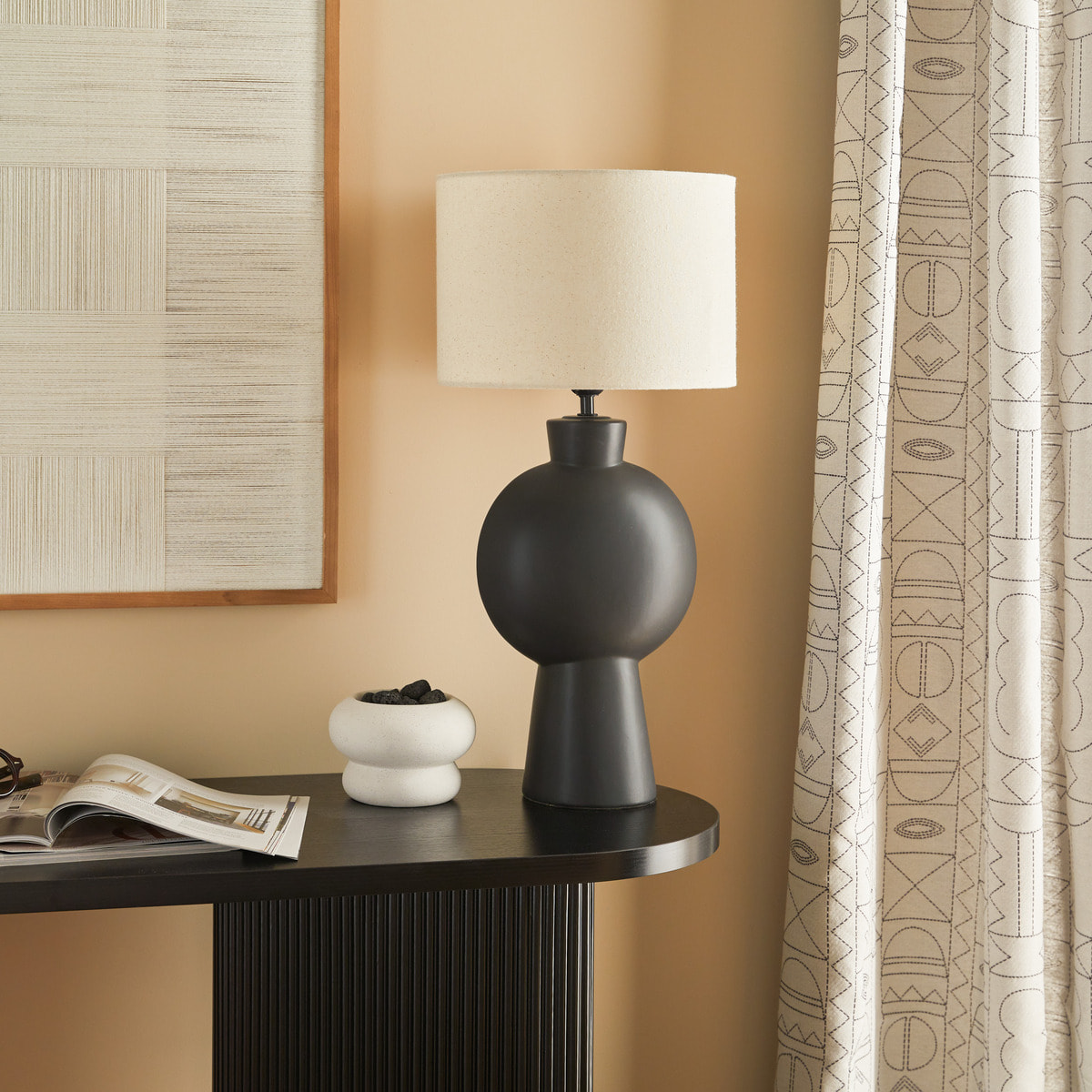 Lampe à poser "Yulia" noir H59cm