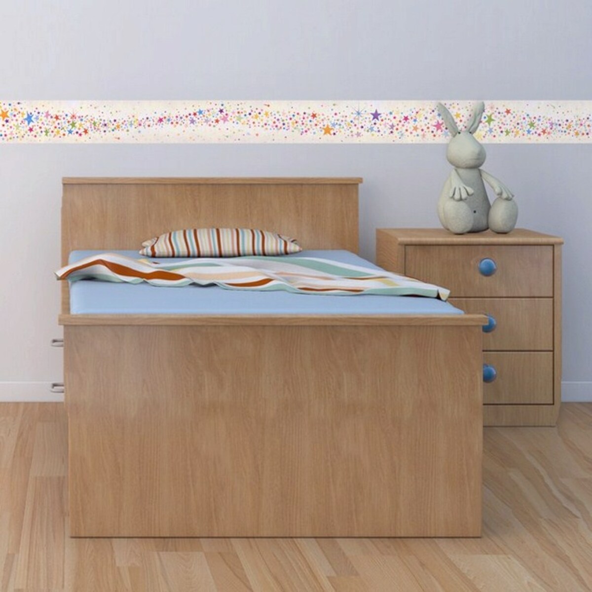 Stickers Muraux décoration adhésifs frise d'étoiles multicolores