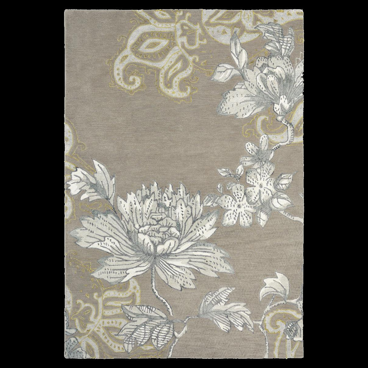 Tapis salon et chambre fait à la main en laine motif floral ZAQUI