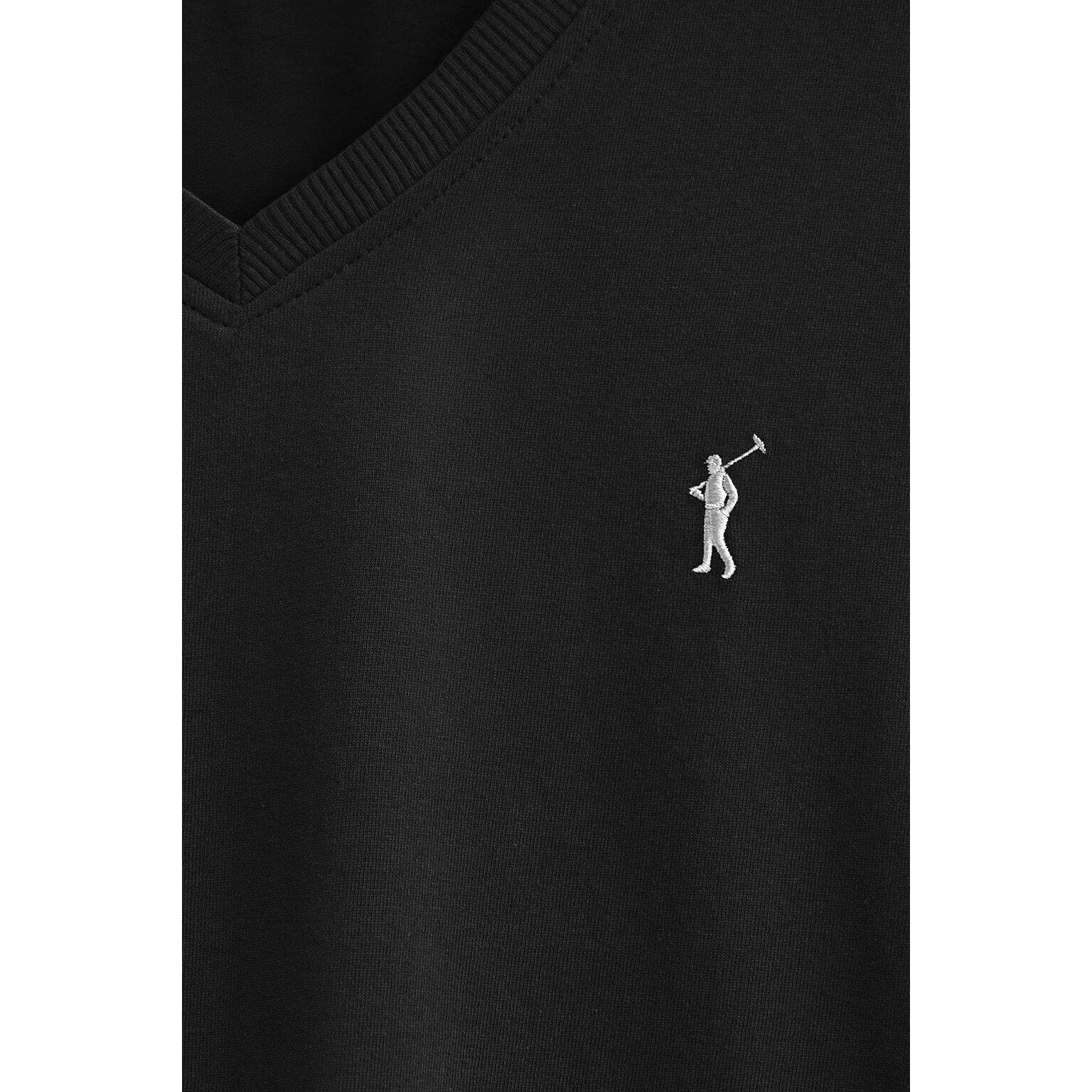 Camiseta negra con cuello pico y bordado Rigby Go