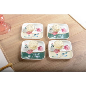 Set de 4 coupelles carrees floral