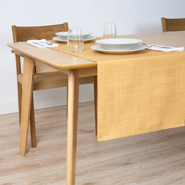 Chemin de table 100 % coton Lesa 125 2 - Moutarde 50x150 cm