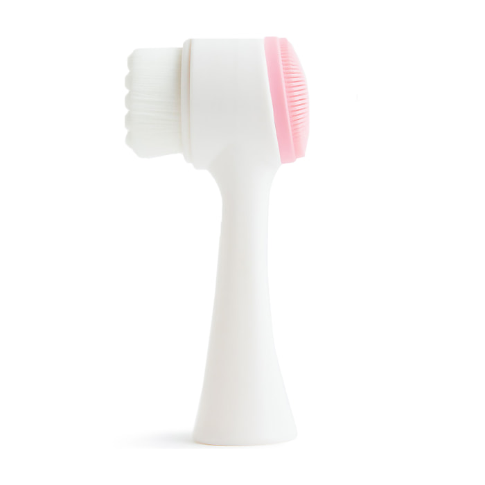 Spazzola facciale in silicone multifunzione a doppia faccia per massaggi e pulizia profonda.