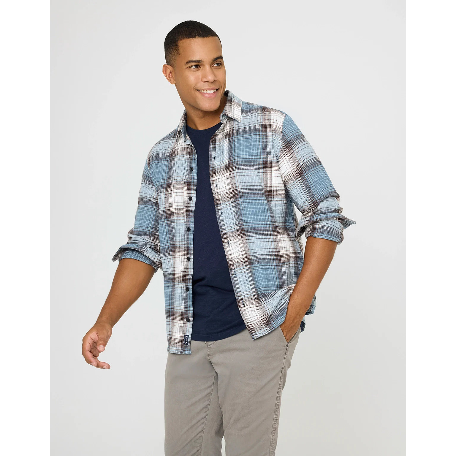 Camisa Manga Larga Cuadros Azul - Jelvel
