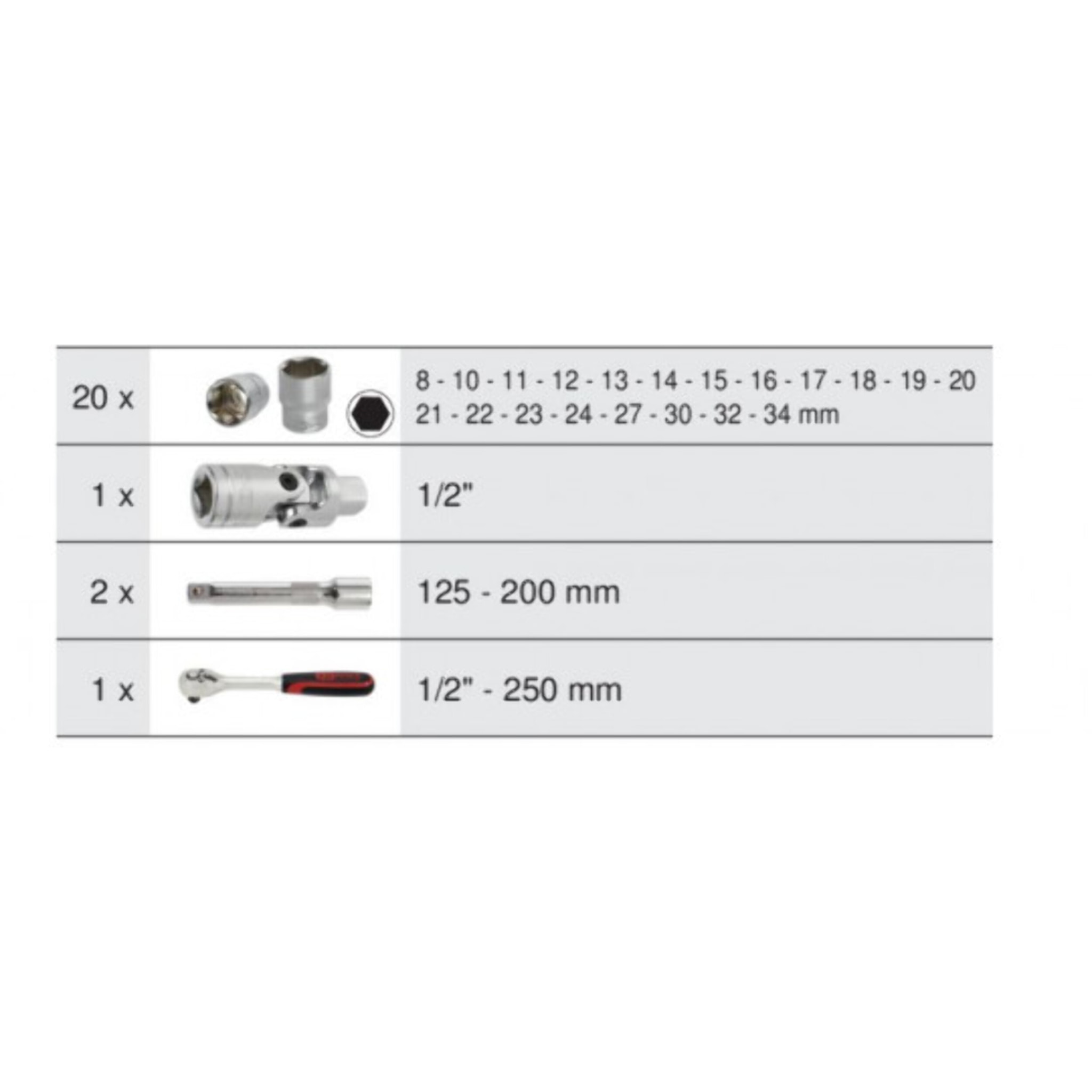 Coffret de douilles, cliquets et accessoires ultimate 1/2'' - 24 pièces - KS TOOLS - 922.0623