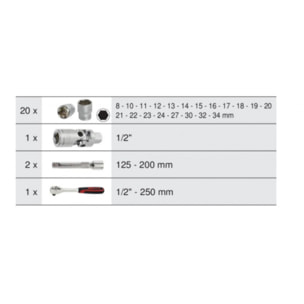 Coffret de douilles, cliquets et accessoires ultimate 1/2'' - 24 pièces - KS TOOLS - 922.0623