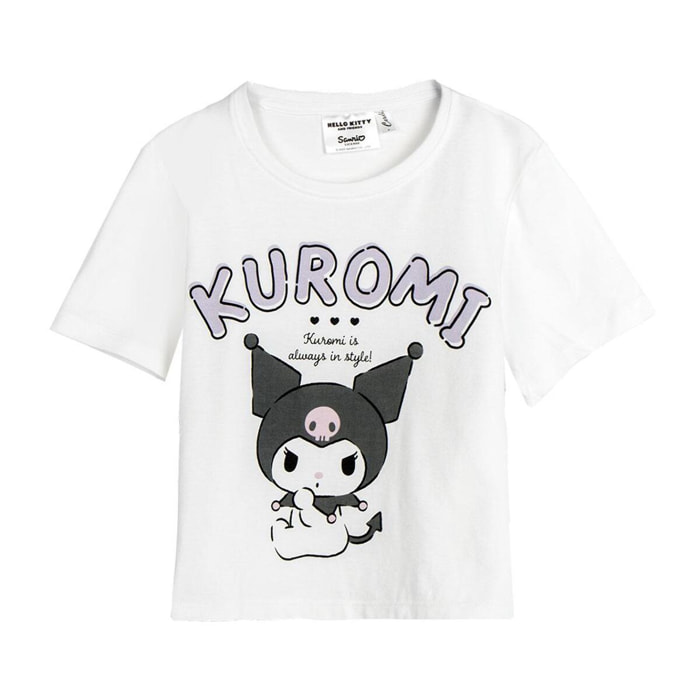 Camiseta Corta Hello Kitty Kuromi - Color Blanco