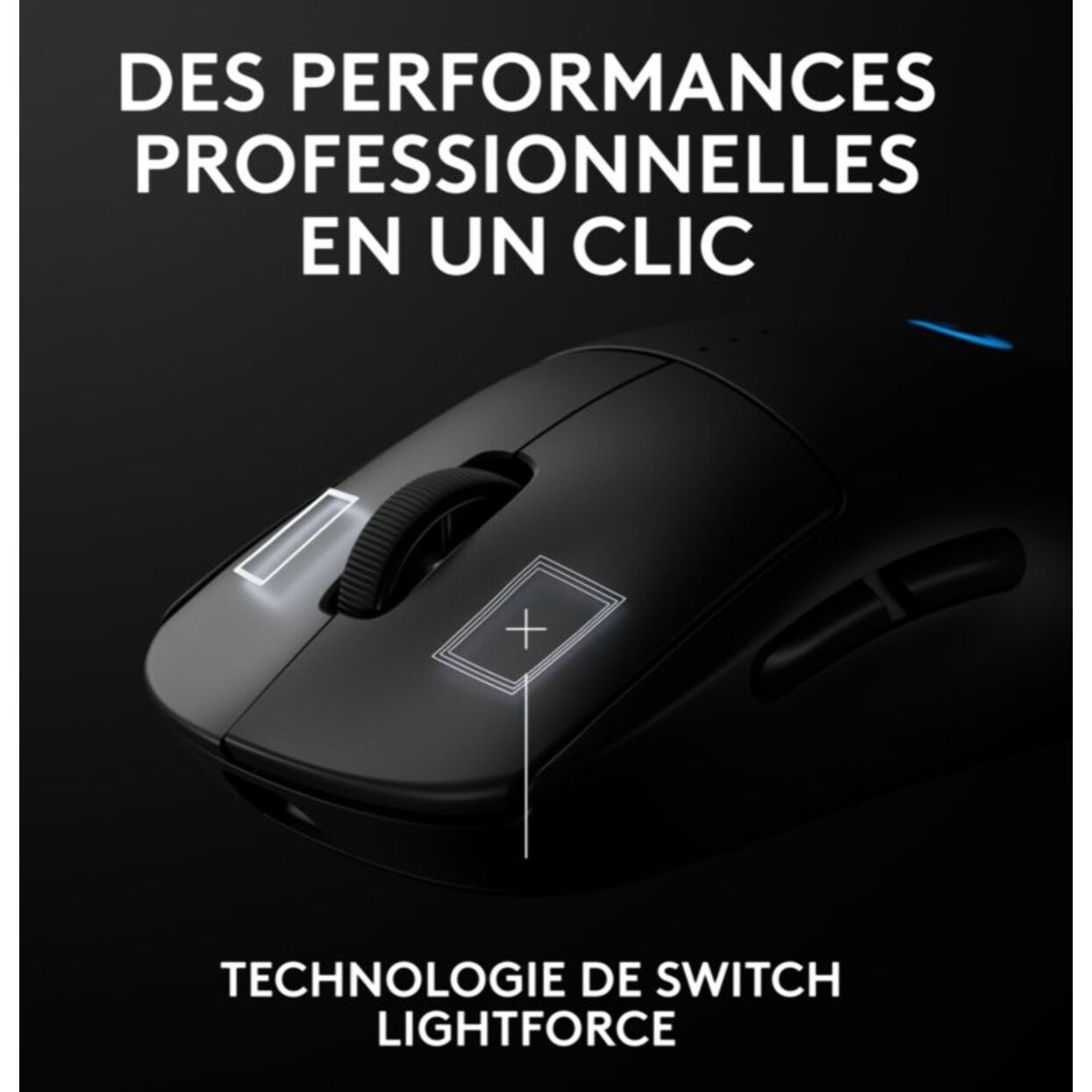 Souris Gamer Sans Fil LOGITECH Pro 2 Lightspeed noir + Pochette + Dongle 8K Hz