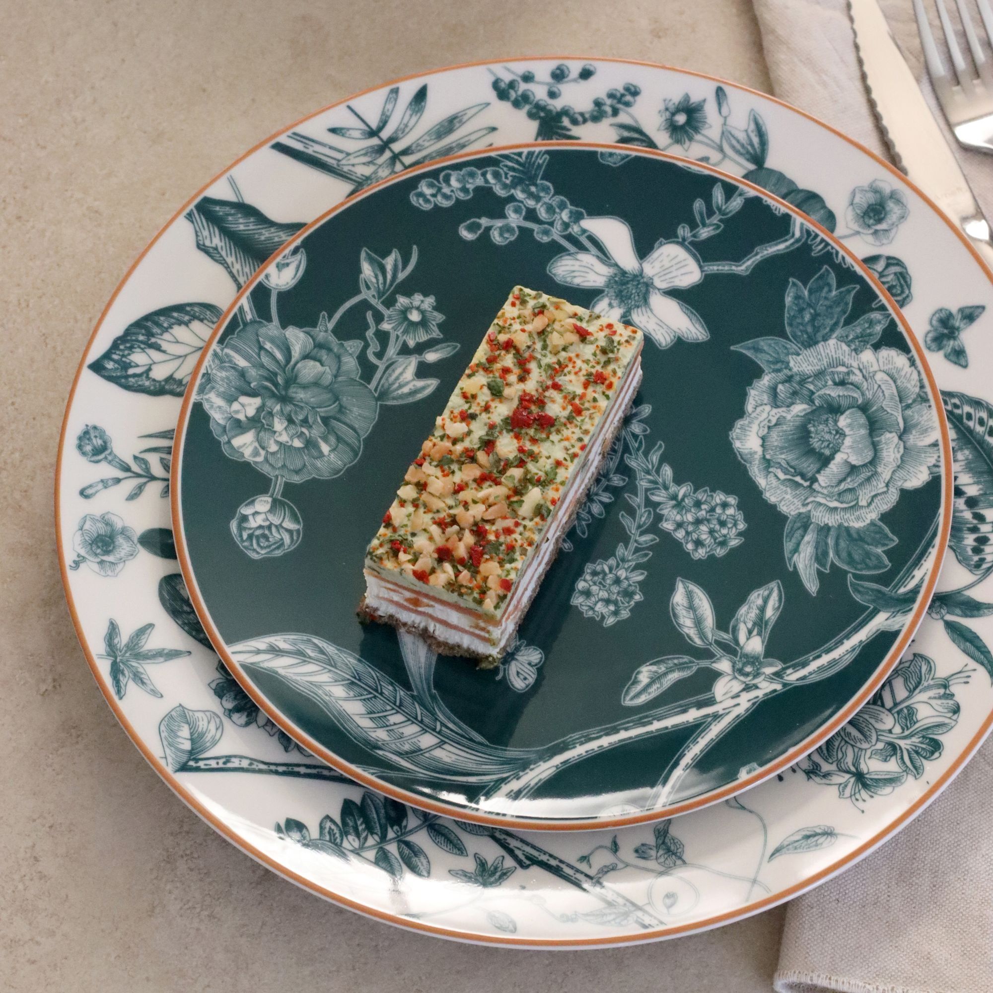 Lot de 6 assiettes à dessert en porcelaine vert 20cm BOTANIC