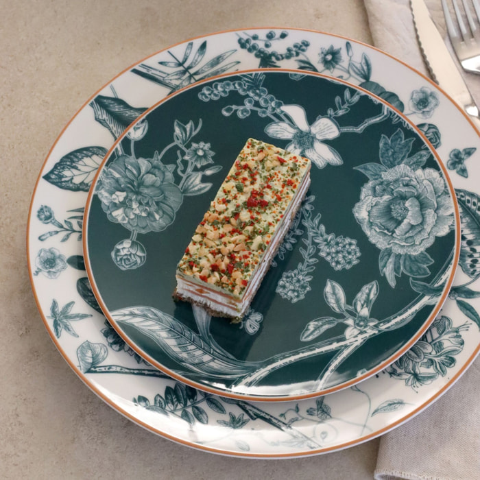 Lot de 6 assiettes à dessert en porcelaine vert 20cm BOTANIC