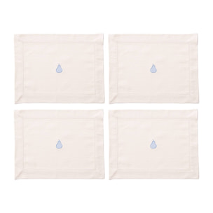 Juego de 4 manteles individuales 45x35cm 180gsm en algodón crema con pera azul benetton