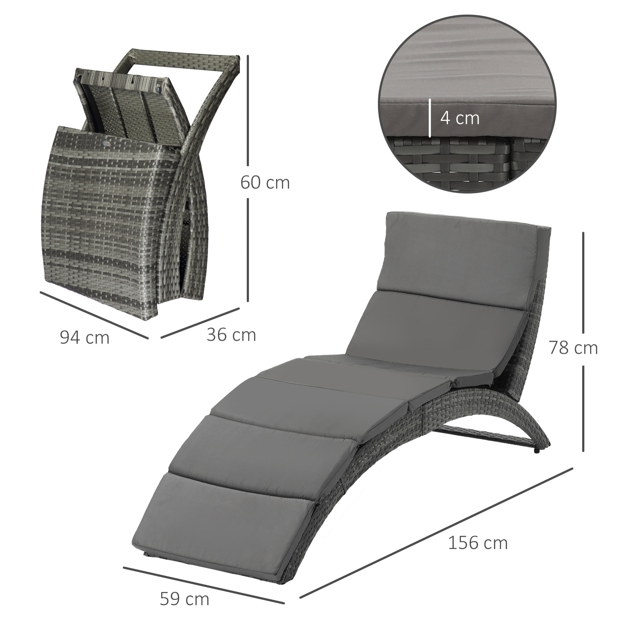 Bain de soleil design contemporain - matelas grand confort inclus - résine tressée gris