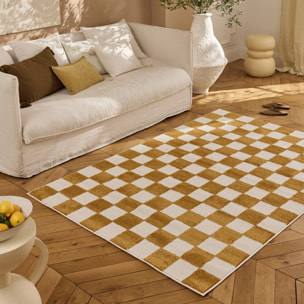 PANTONE - Tapis ocre à motif damier TERRA DEL SOL