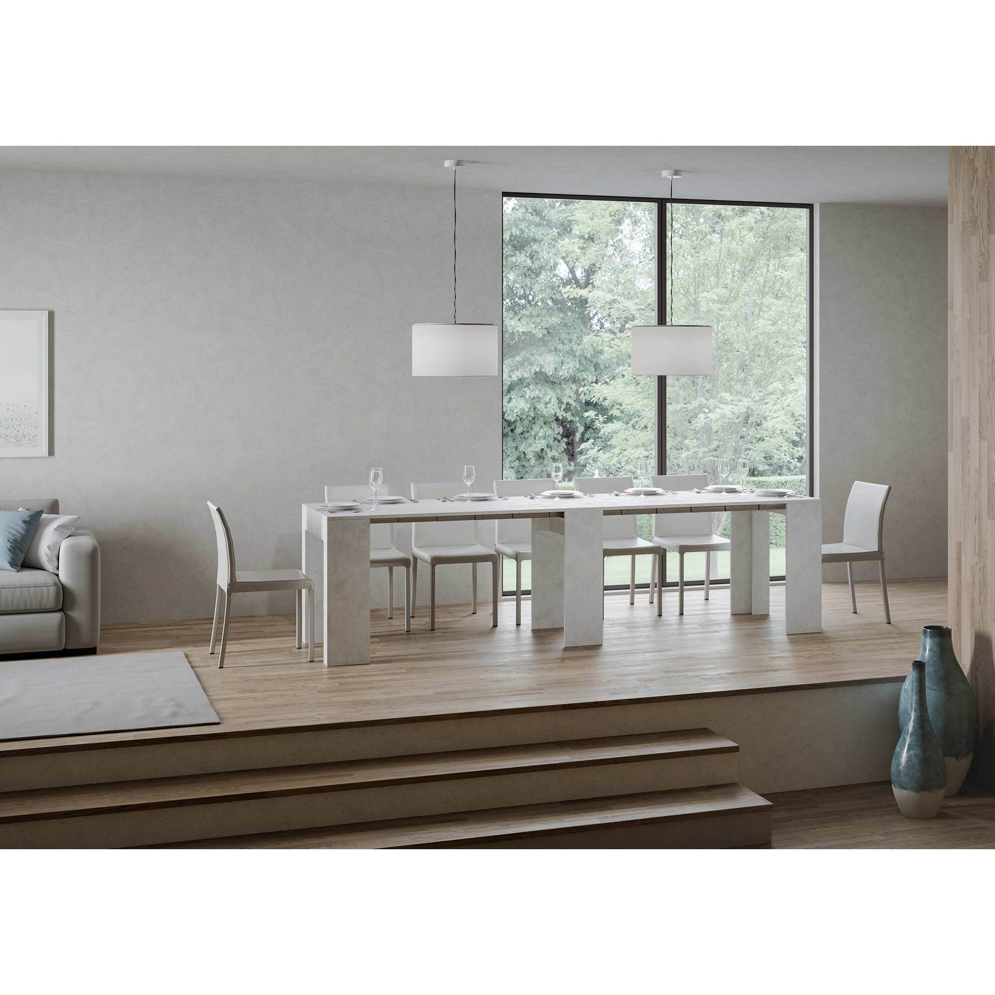 Consolle allungabile 78x47/299 cm Allin Bianco Spatolato allunghe interne