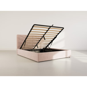 Peonis - lit coffre - 160x200 cm - en velours - sommier inclus - Taupe