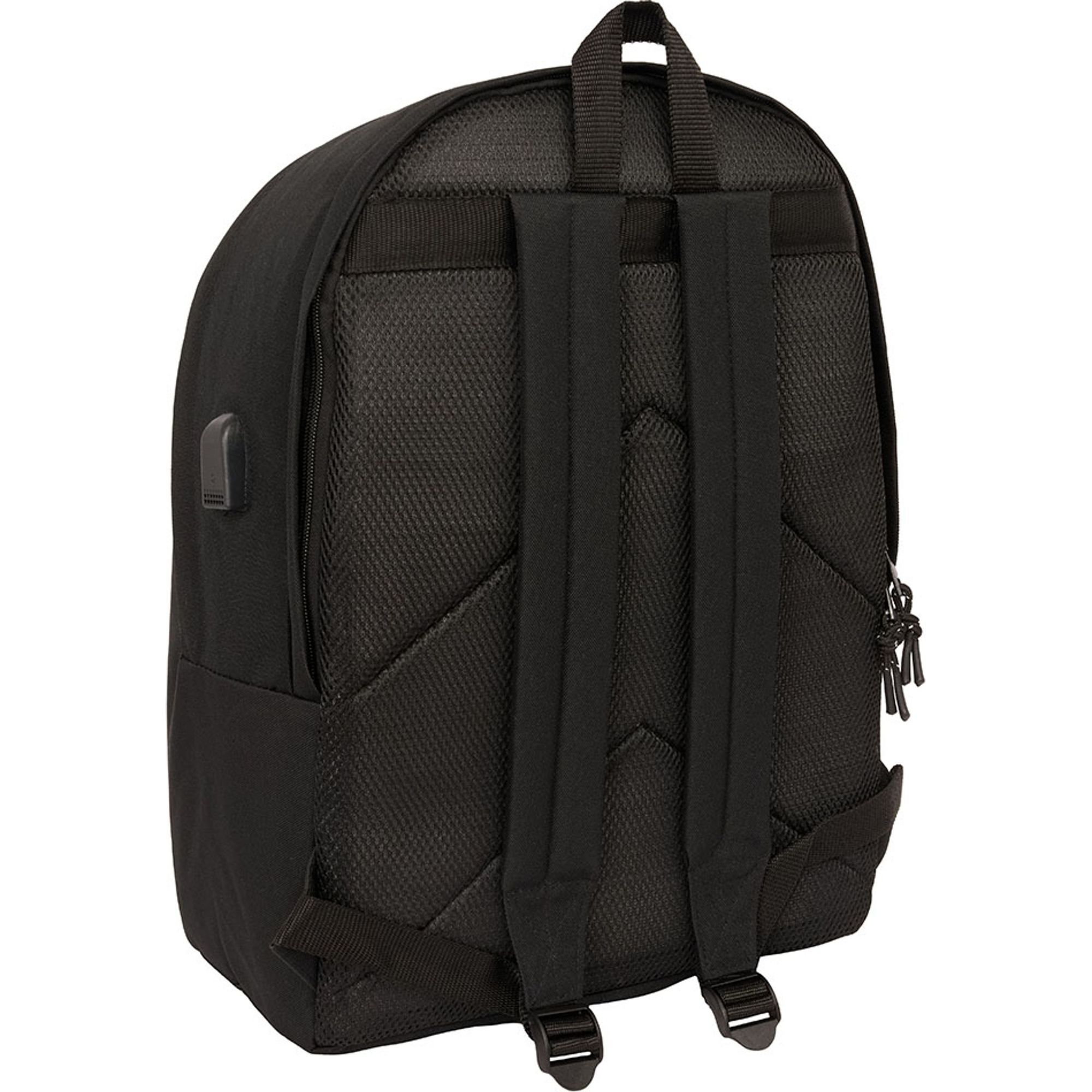 Mochila doble para portatil 15,6"+usb f.c.barcelona chica negro