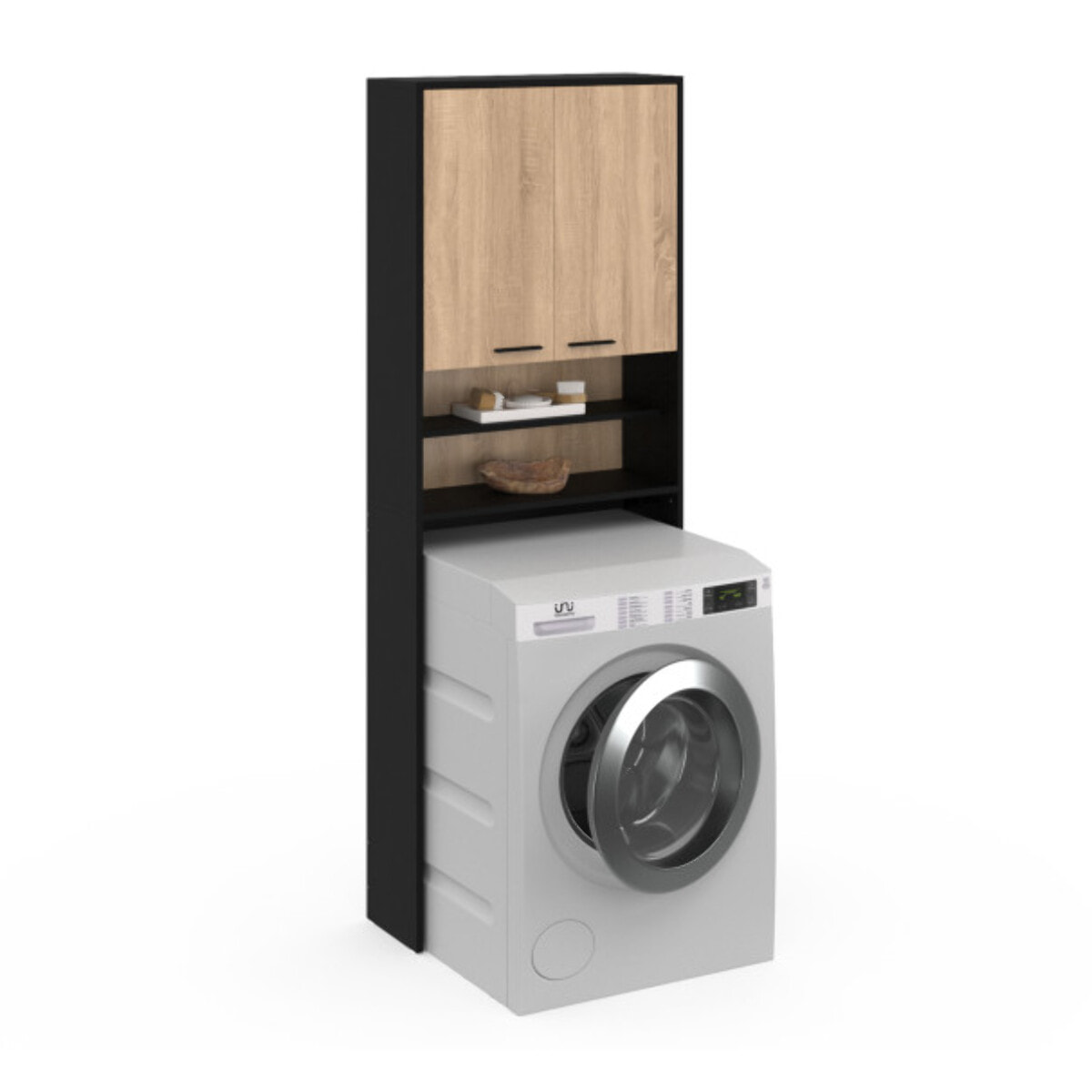 Meuble étagère dessus machine à laver - Bois - Noir
