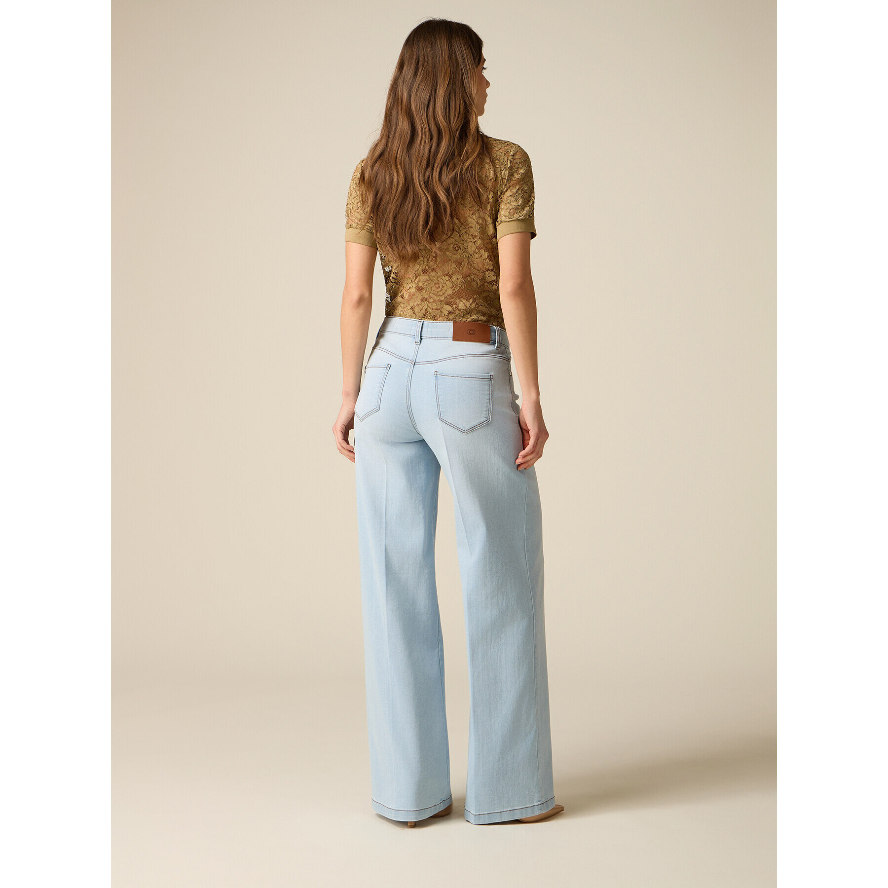 Oltre - Jeans a palazzo délavé - Azzurro