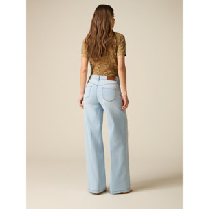 Oltre - Jeans a palazzo délavé - Azzurro