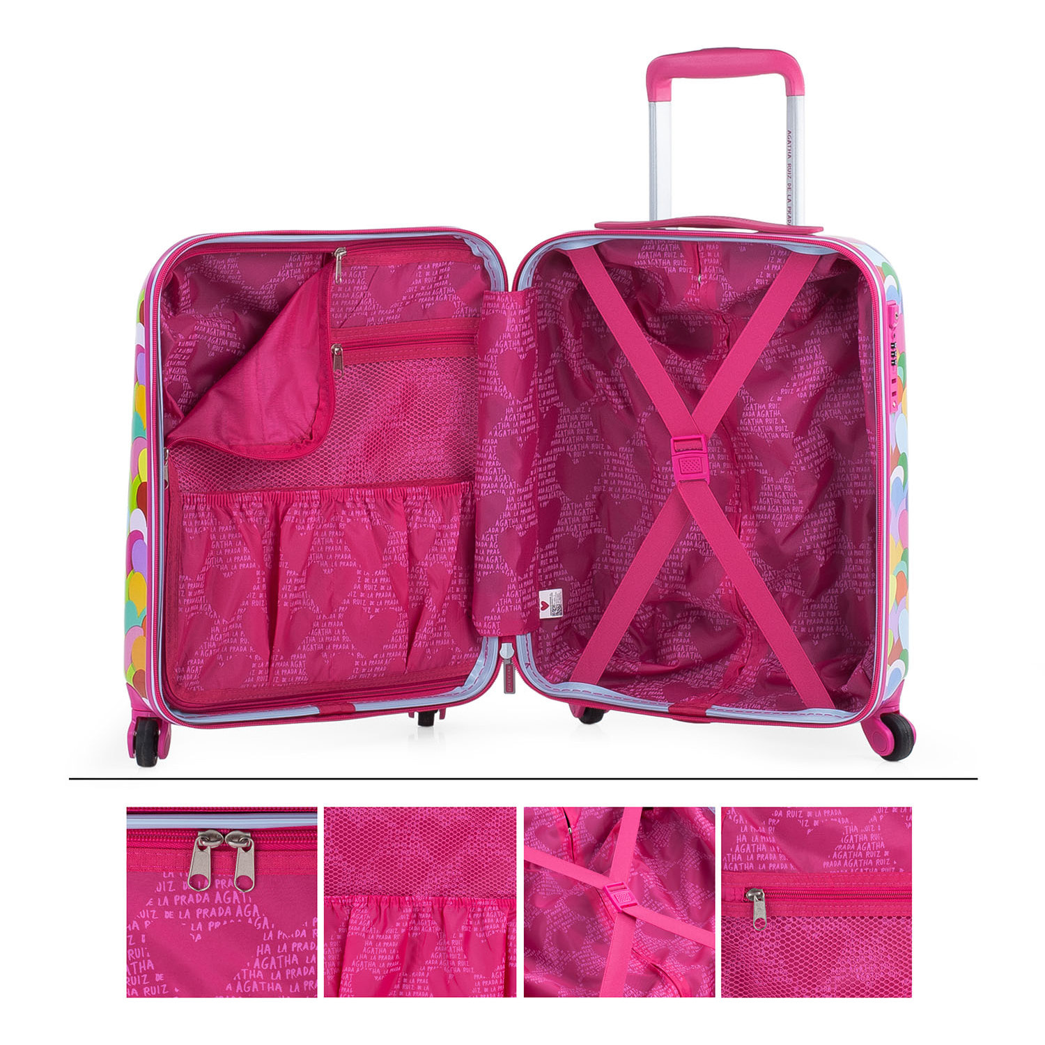 Juego De Maletas Pc Agatha Ruiz De La Prada Corazones Fucsiaes Fucsia