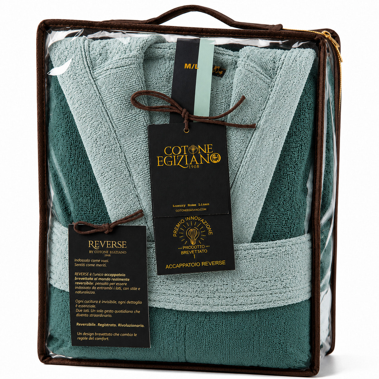 COTONE EGIZIANO Accappatoio Reverse in cotone egiziano 430 gr_Tiffany Smerald