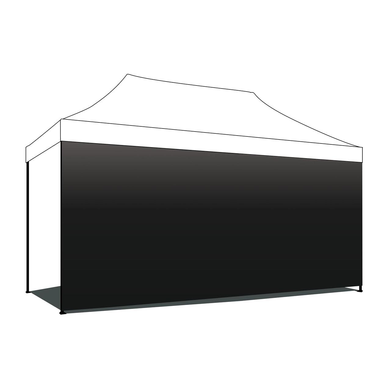 Telo laterale per gazebo da giardino 3X4,5 M Telo Nero con strappo