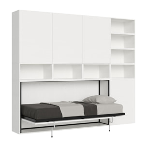 Armoire lit escamotable horizontal 1 couchage 85 Kando composition E Frêne Blanc