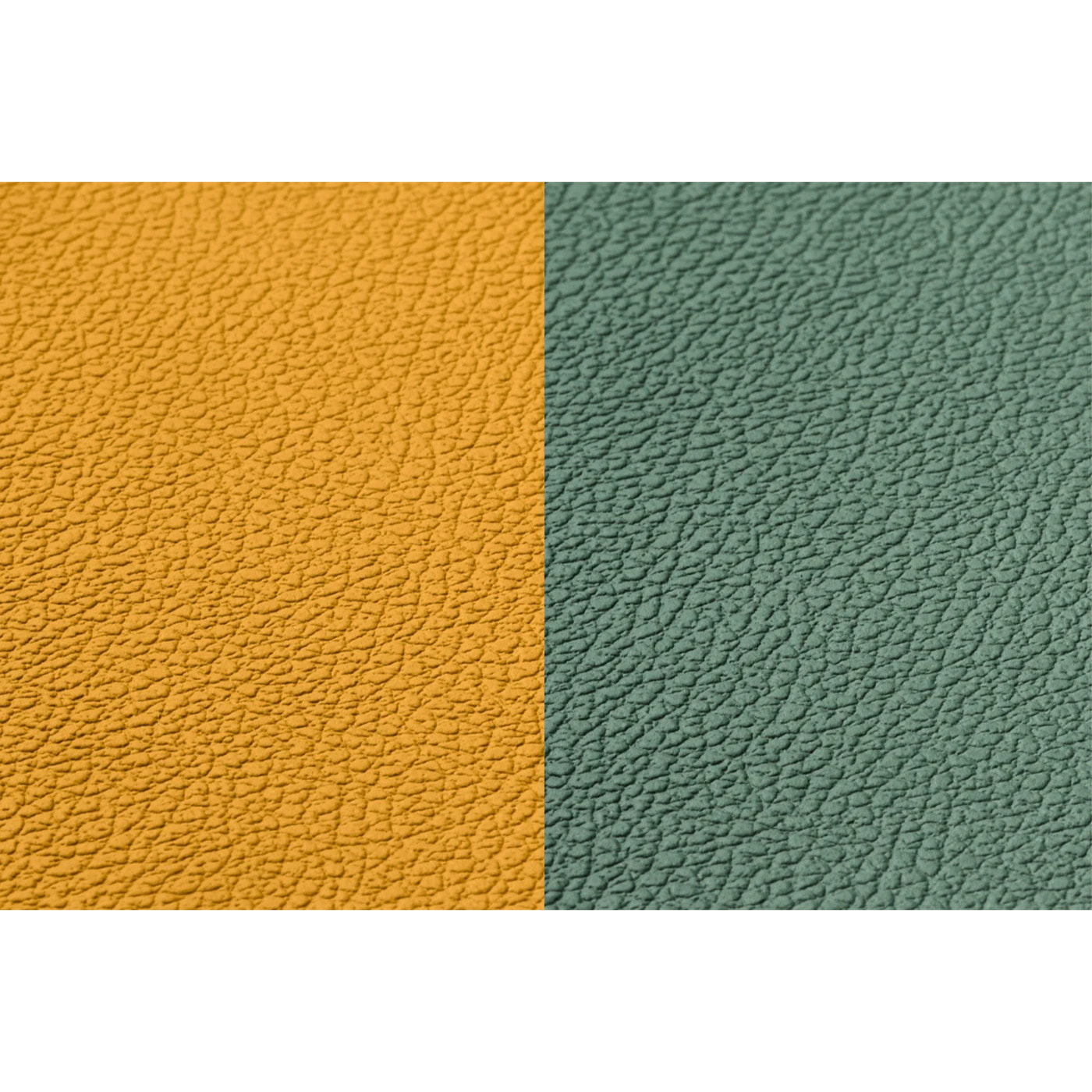 Set de table rectangovale réversible - 6 pièces - Cuir recyclé jaune moutarde et vert sapin