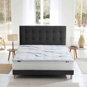 Ensemble matelas mousse ELYSIA avec sommier, chenille bouclettes gris anthracite