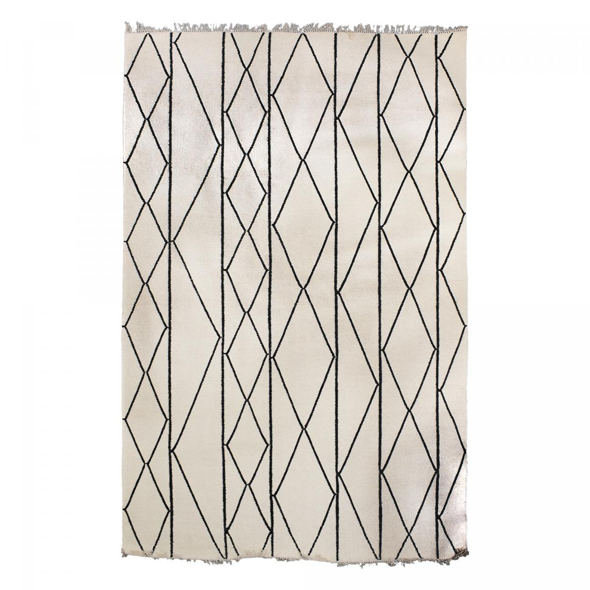 Tapis kilim Reversible Nihe tissé à la main en laine beige motif berbère