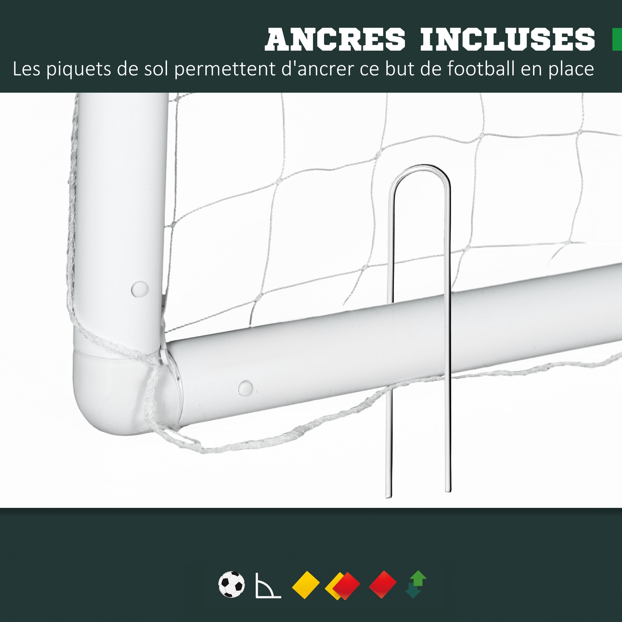 But de football cage de foot but futsal - dim. 180L x 92l x 124H cm - PVC blanc