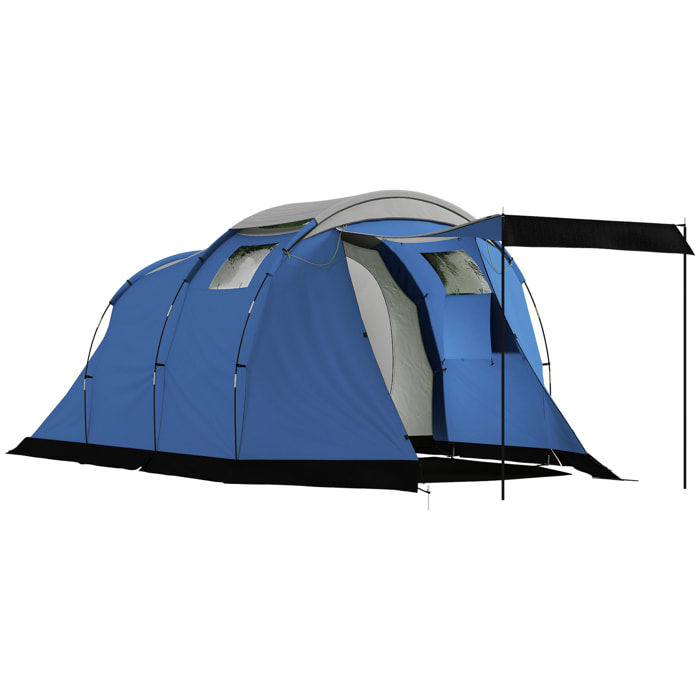 Tente de camping tunnel 4 pers. imperméable 3000mm chambre séjour auvent