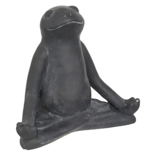 Statuette d'extérieur grenouille Lia gris H18cm en ciment