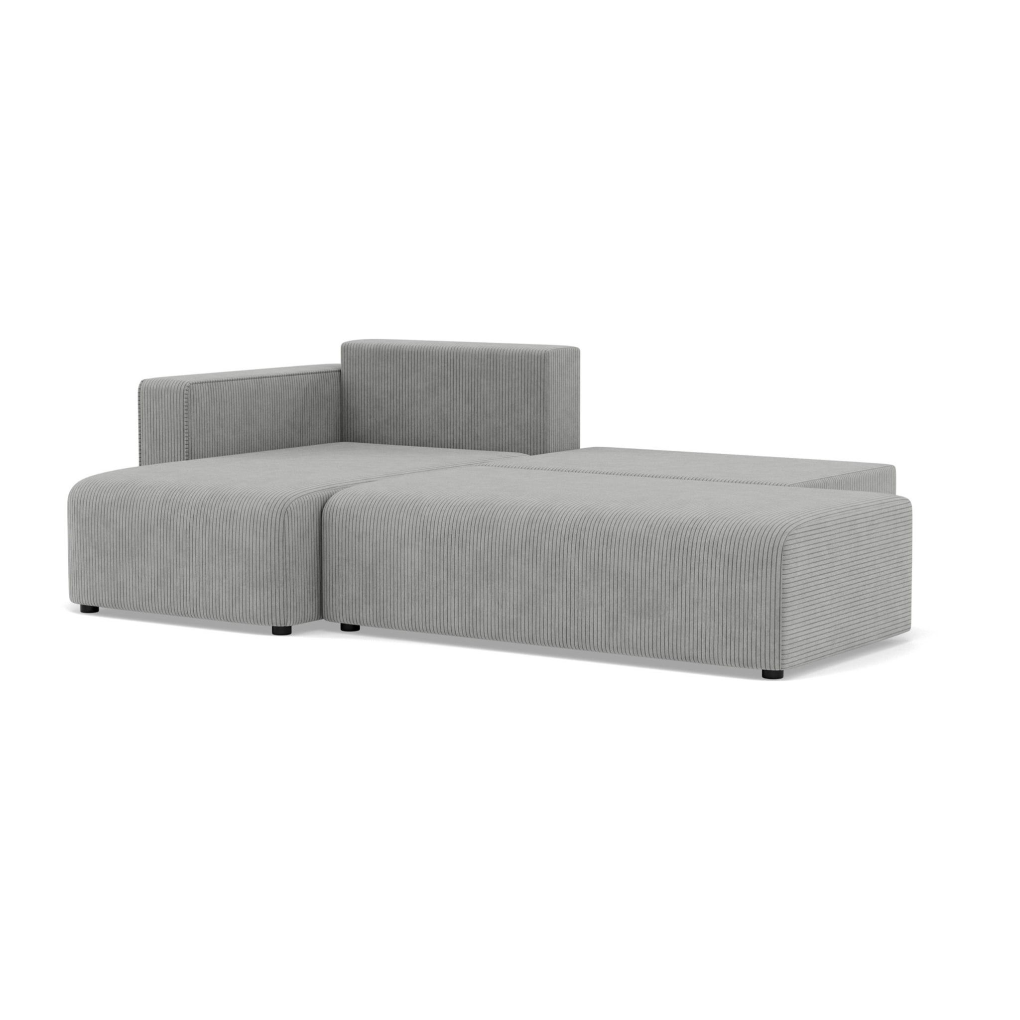 Topaze - canapé d'angle gauche 4 places convertible avec coffre sans accoudoir en velours côtelé - Gris clair