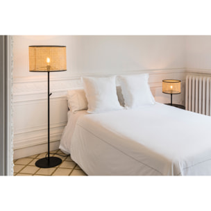 MAMBO Lampadaire noire/rotin