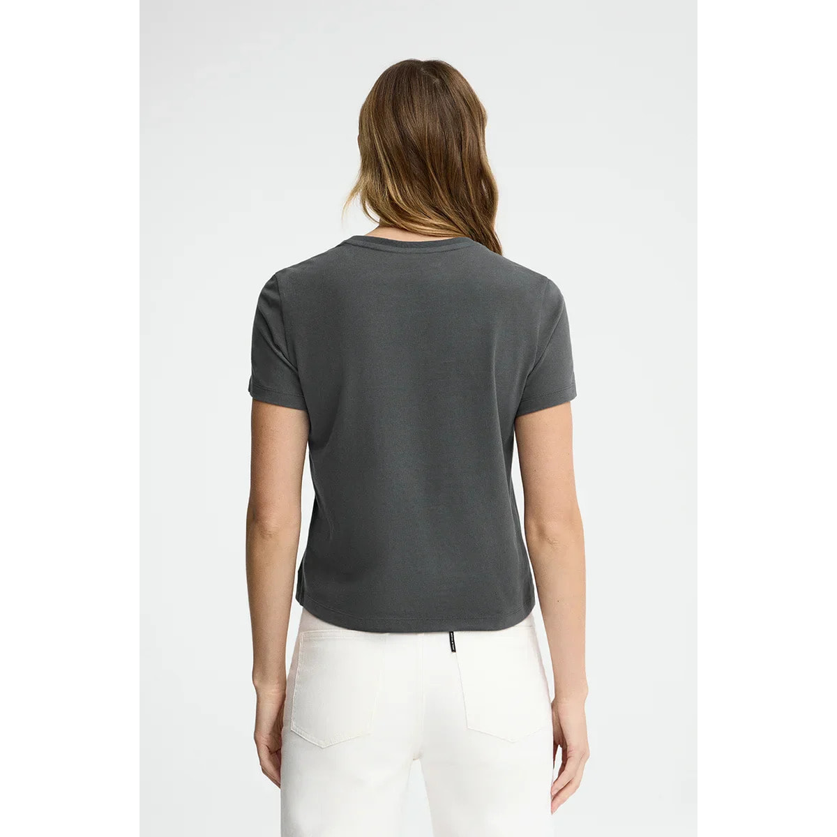 Maglietta grigio pietra a maniche corte con brillantini Polo Club