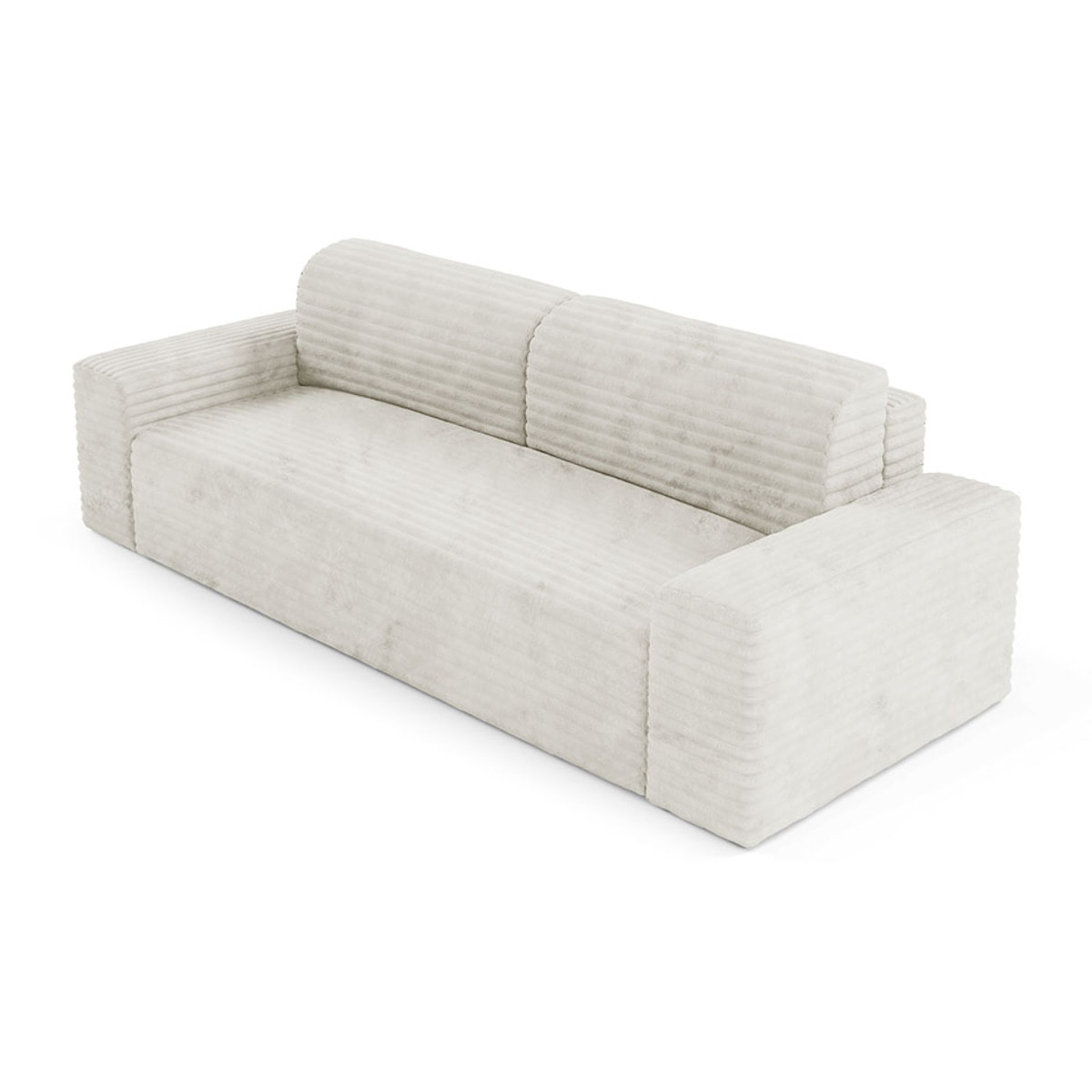 EDEN - Canapé 3 places convertible en velours côtelé écru