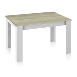 Mesa de comedor extensible Danna Blanco Artik (Blanco Mate) – Roble Alaska