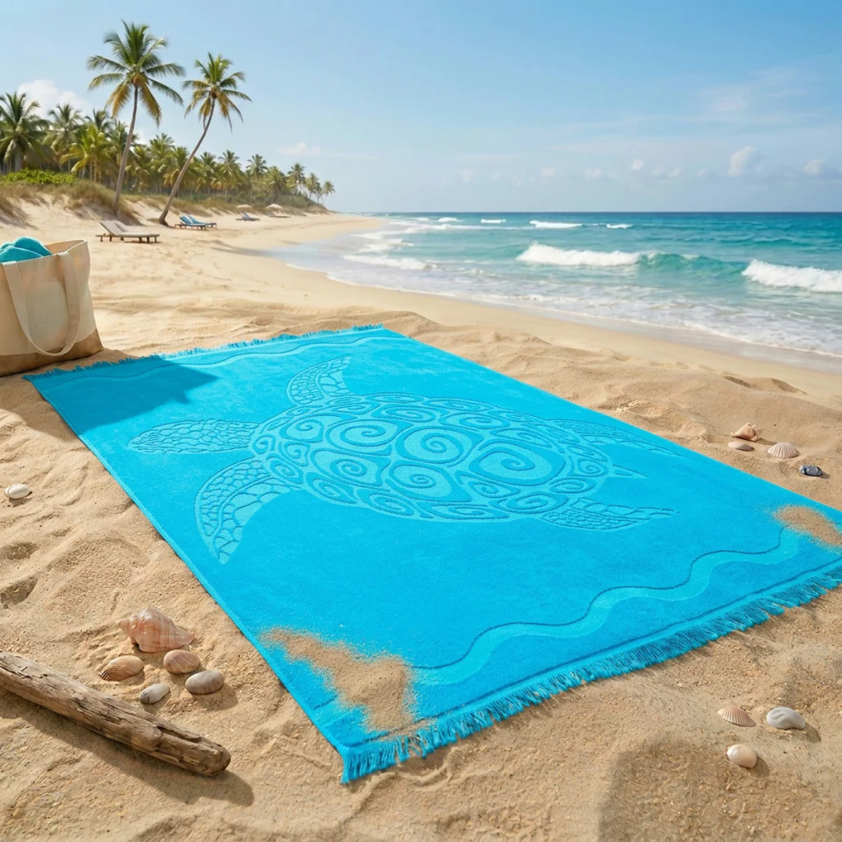 Serviette de plage éponge velours Jacquard ciselée - Jumby - 140x180cm - 340g/m²