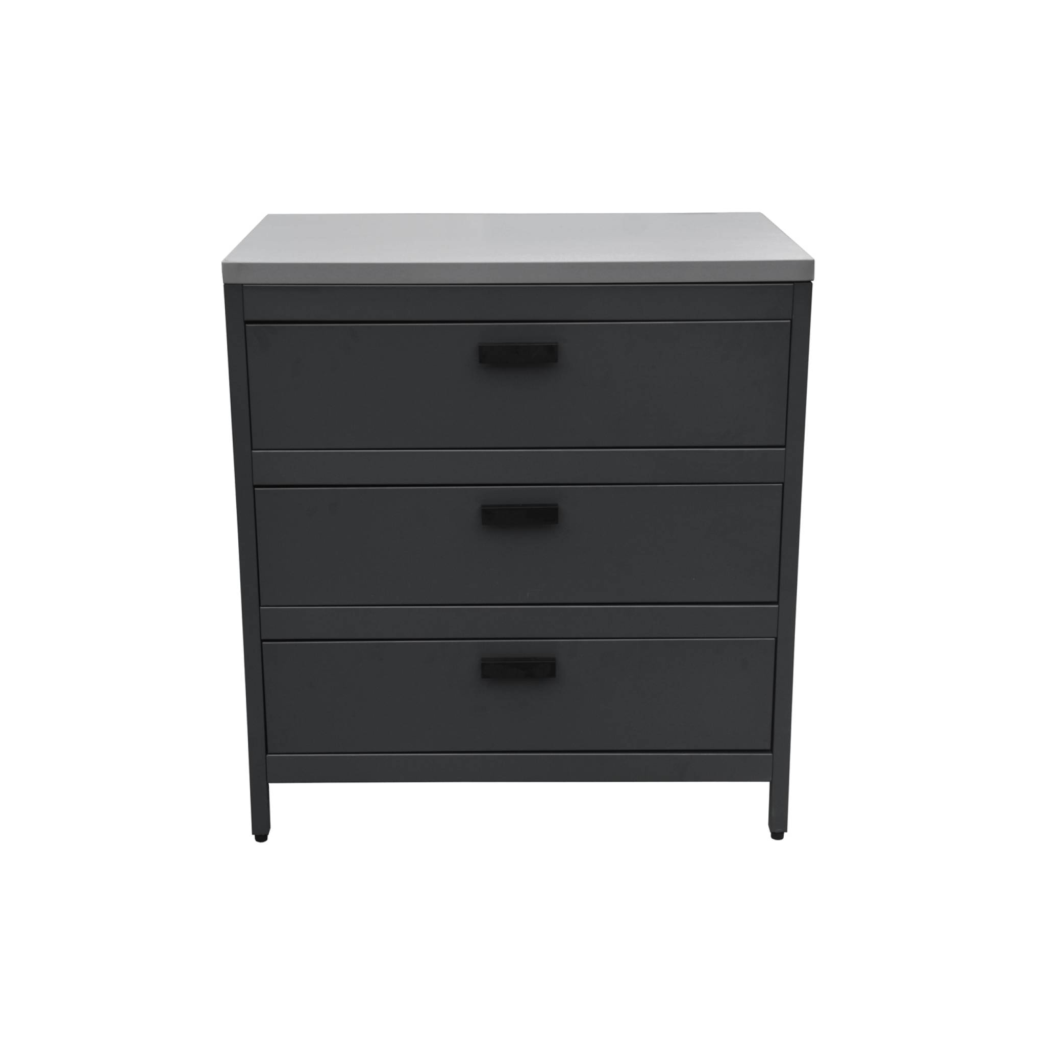 Cuisine d'extérieure en acier noir avec 3 tiroirs L80cm