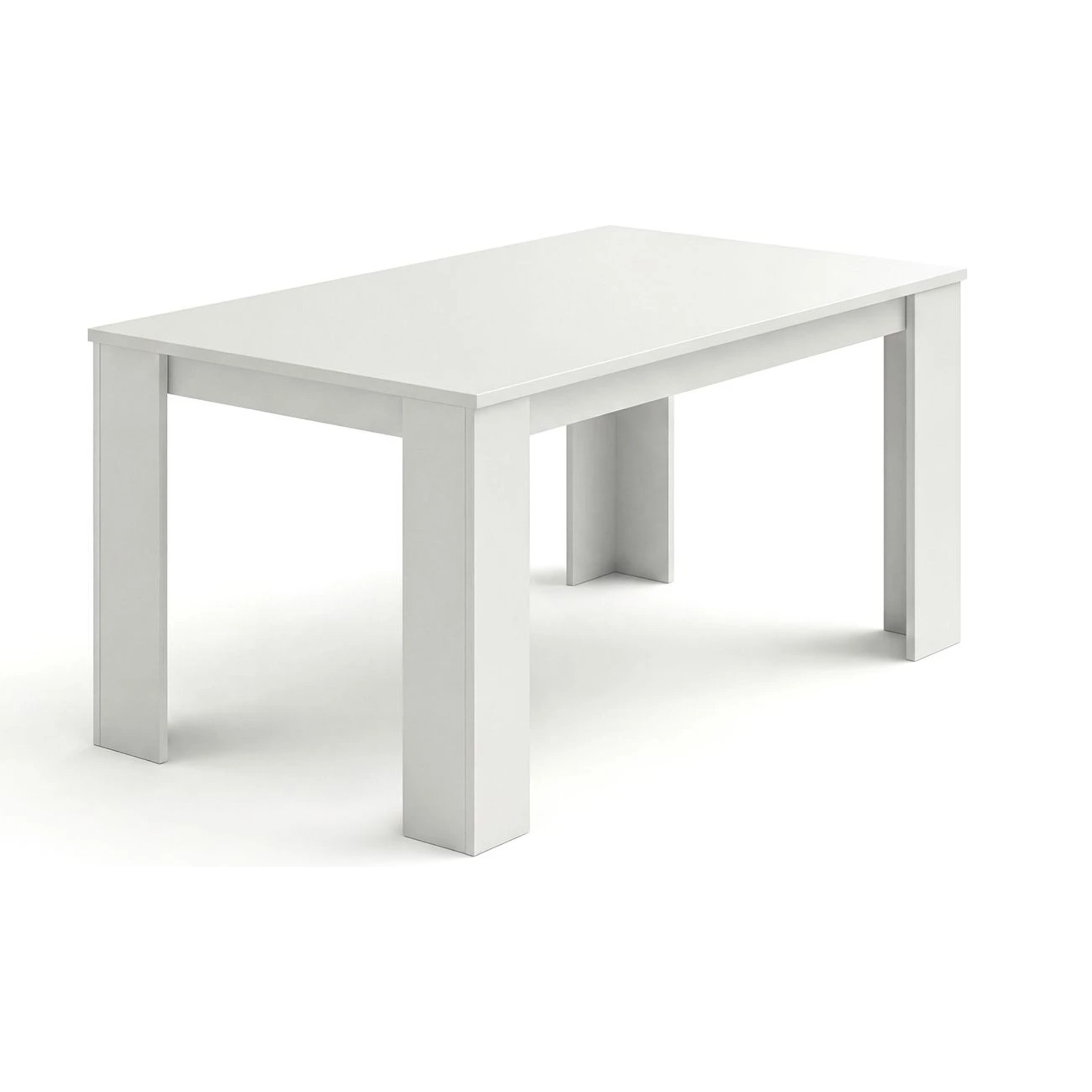 Mesa de comedor fija en blanco artik 140X80 cm Naya Blanco Artik (Blanco Mate)