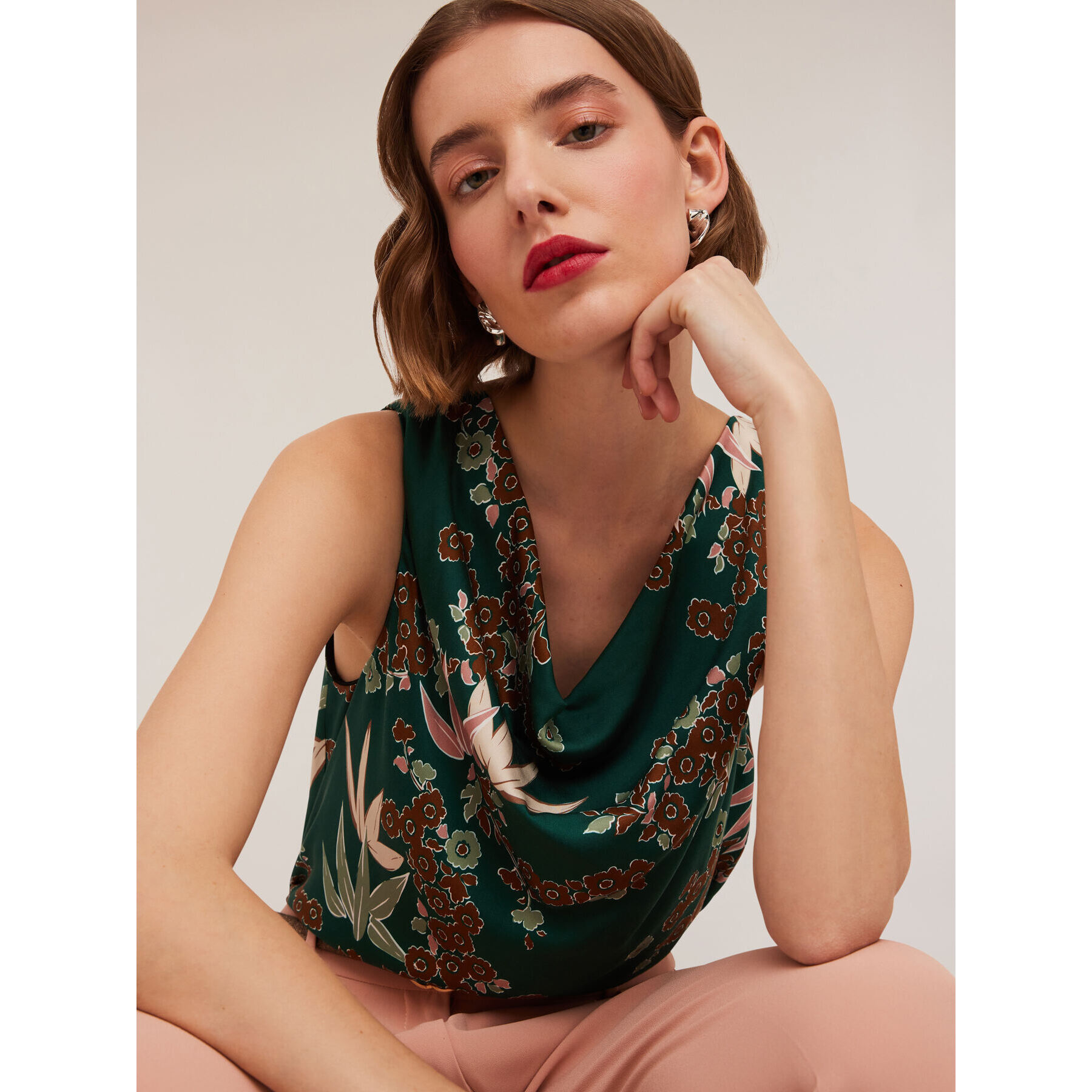 Motivi - Top satin fantasia decò - Verde